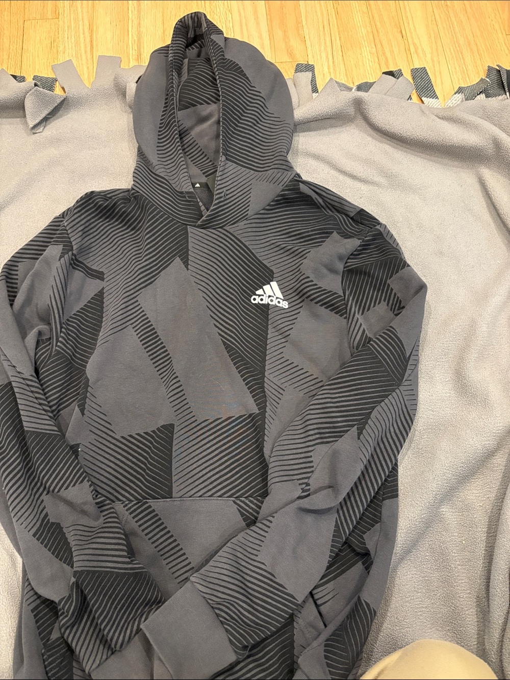 adidas Black & Gray Geometric Performance Hoodie